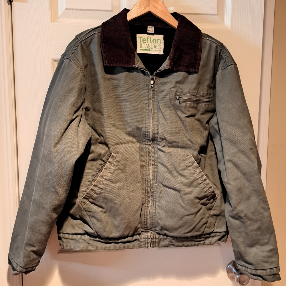 Green Teflon Casuals Jacket with Dark Collar